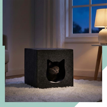 Felt Cat Cave Cube – Foldable, Includes Cushion