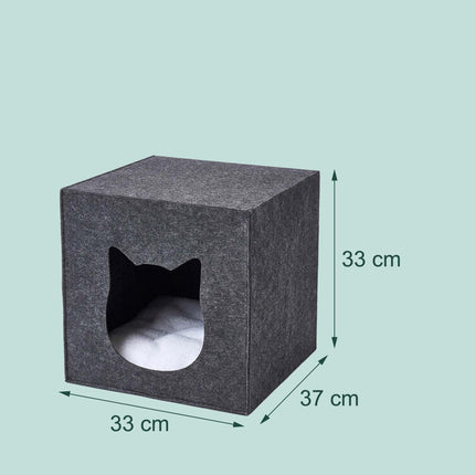 Felt Cat Cave Cube – Foldable, Includes Cushion