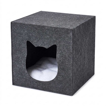 Felt Cat Cave Cube – Foldable, Includes Cushion