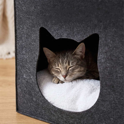 Felt Cat Cave Cube – Foldable, Includes Cushion