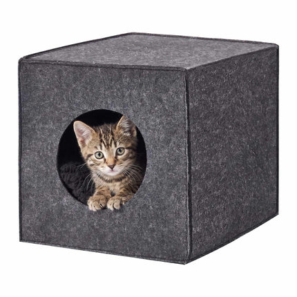 Felt Cat Cave Cube, Foldable Shelf Insert With Cushion