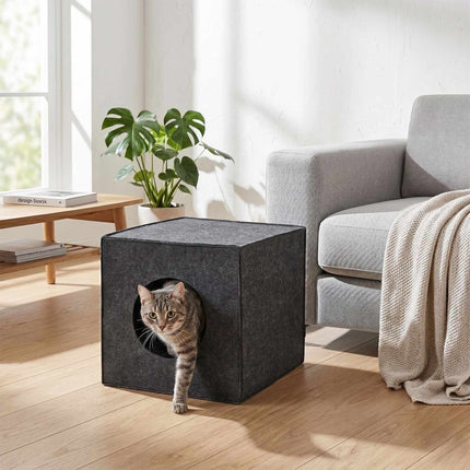 Felt Cat Cave Cube, Foldable Shelf Insert With Cushion