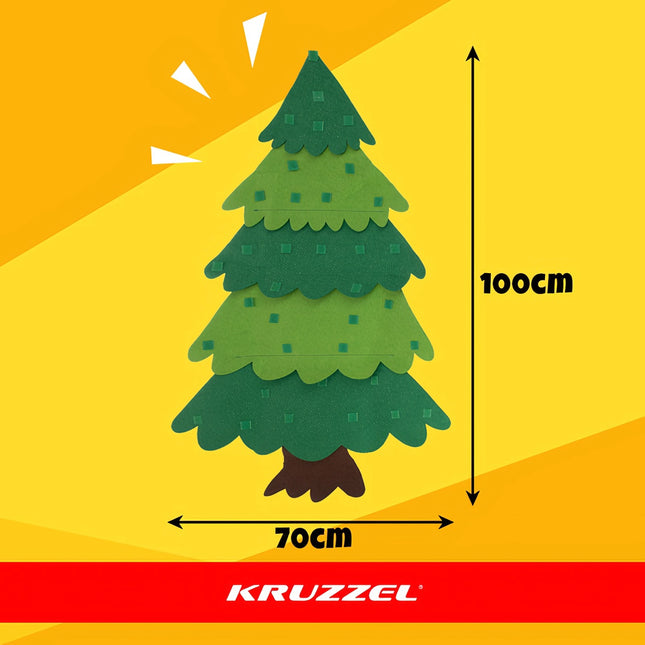 Felt Christmas Tree with LED Lights, 26 Velcro Ornaments