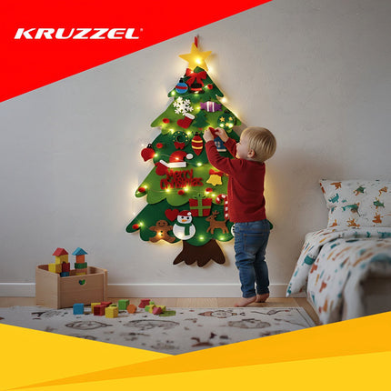 Felt Christmas Tree with LED Lights, 26 Velcro Ornaments