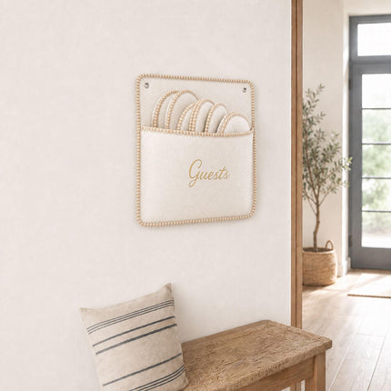 Felt Guest Slippers Set, 6 Pairs, Beige, Non-Slip Sole