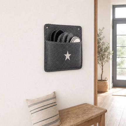 Felt Guest Slippers Set, 6 Pairs, Gray, Non-Slip, Unisex