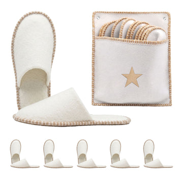 Felt Guest Slippers Set, 6 Pairs with Storage Bag