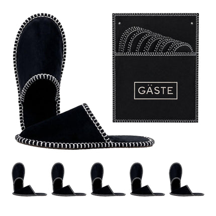 Felt Guest Slippers Set, 6 Pairs with Storage Bag