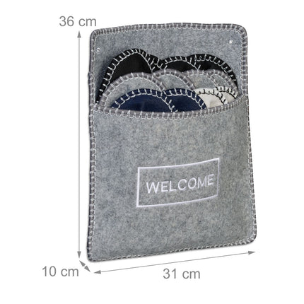 Felt Guest Slippers Set, 6 Pairs with Storage Bag