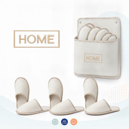 Felt Guest Slippers Set, 6 Pairs with Storage Bag