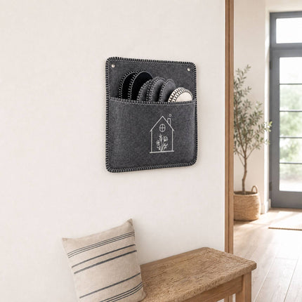 Felt Guest Slippers Set, 6 Pairs with Storage Bag