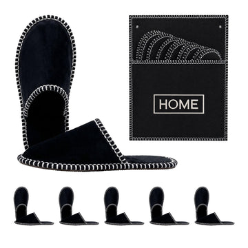 Felt Guest Slippers Set, 6 Pairs with Storage Bag
