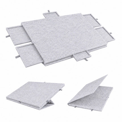 Felt Puzzle Board with 6 Drawers, Light Grey
