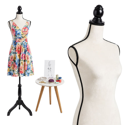 Female Dress Form, Adjustable Velvet Mannequin - White
