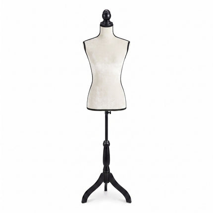 Female Dress Form, Adjustable Velvet Mannequin - White