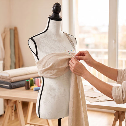 Female Dress Form, Adjustable Velvet Mannequin - White