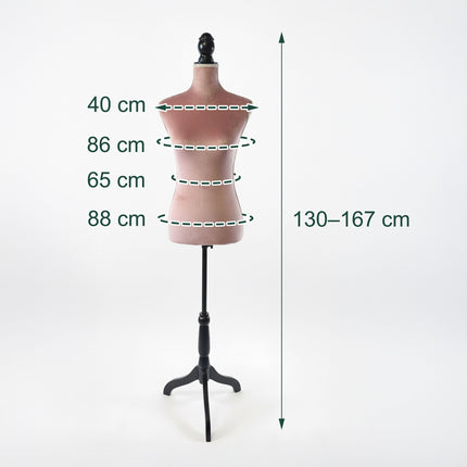 Female Dress Form, Velvet, Adjustable 36/38