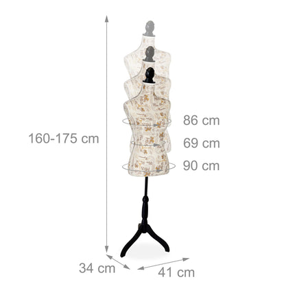 Female Tailoring Dummy 36/38, Height-Adjustable
