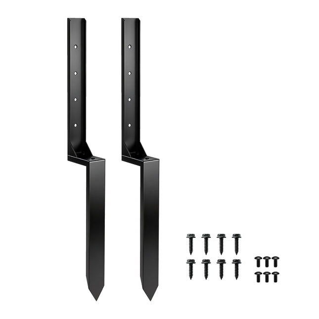 Fence Post Repair Kit, 2-Pack with Drill and Screws, Black
