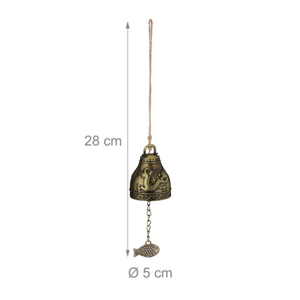 Feng Shui Wind Chimes Set, 4x Bells with Lucky Symbols