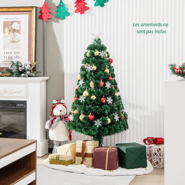 Fiber Optic Christmas Tree 120cm, LED Lights, Snowflakes
