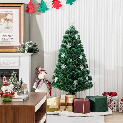 Fiber Optic Christmas Tree 120cm, LED Lights, Snowflakes
