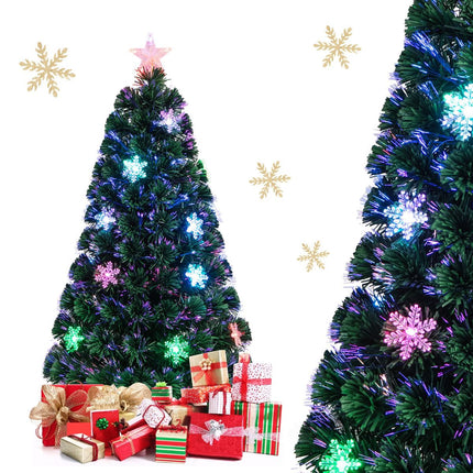 Fiber Optic Christmas Tree 120cm, LED Lights, Snowflakes