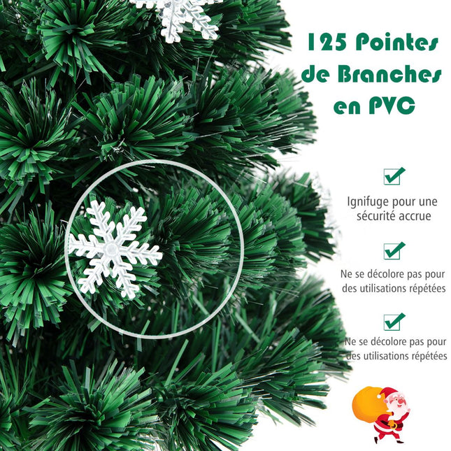 Fiber Optic Christmas Tree 120cm, LED Lights, Snowflakes