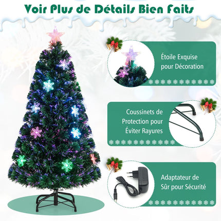 Fiber Optic Christmas Tree 120cm, LED Lights, Snowflakes
