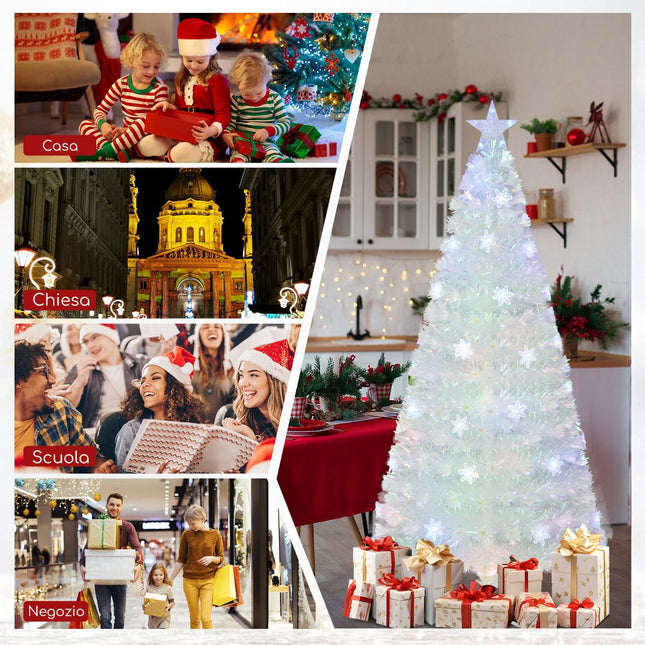 Fiber Optic Christmas Tree 180cm, LED Snowflakes, Star