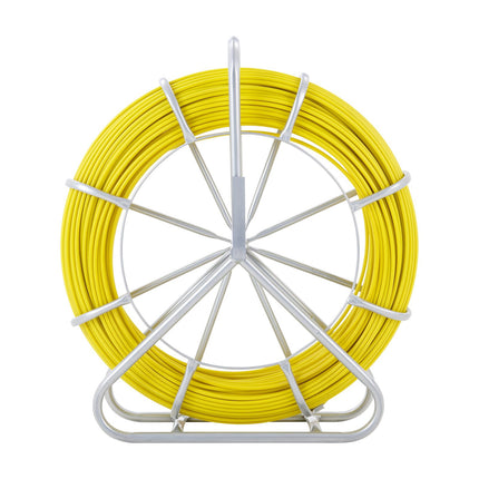 Fiberglass Fish Tape 200 m, 6.35 mm, Steel Reel, 3 Heads