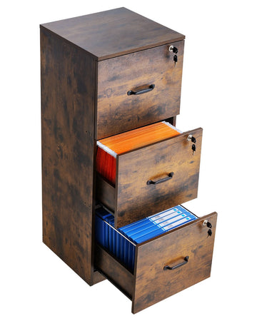 File Cabinet, 3-Drawer Locking, Adjustable Rails A4 Legal