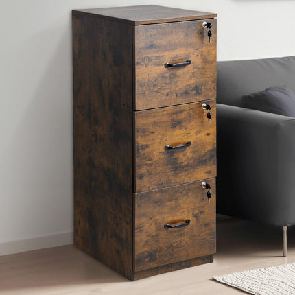 File Cabinet, 3-Drawer Locking, Adjustable Rails A4 Legal