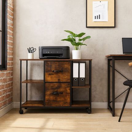 File Cabinet with 2 Drawers & Shelves, Mobile