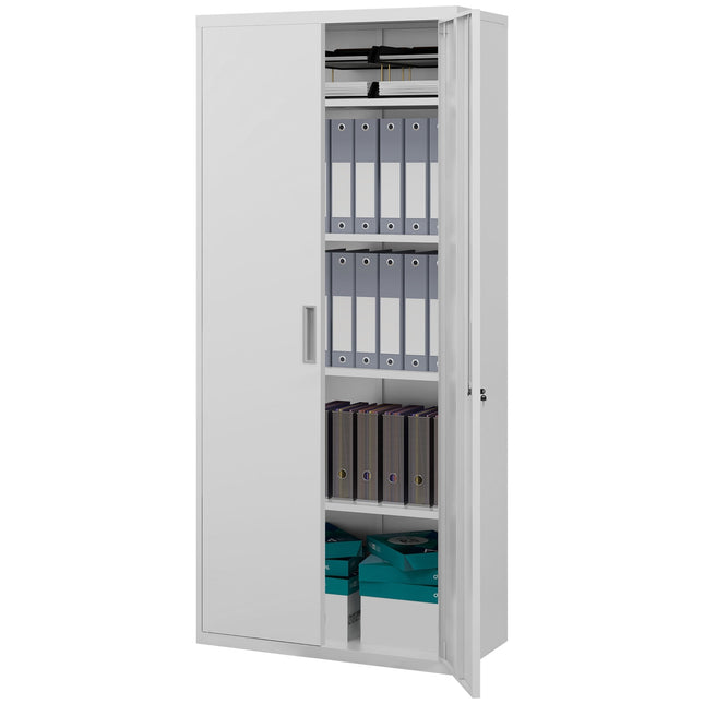 Steel Office File Cabinet, 5-Tier Adjustable Shelves, White