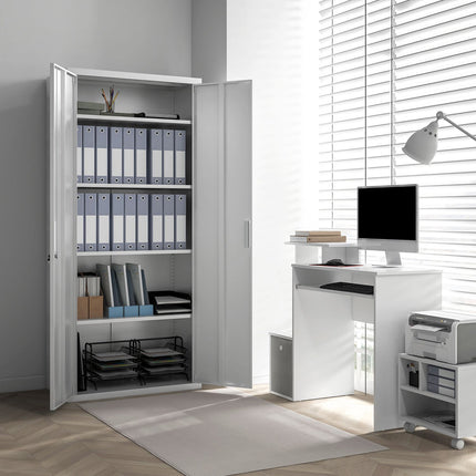Steel Office File Cabinet, 5-Tier Adjustable Shelves, White
