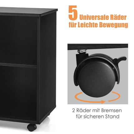 Filing cabinet with 3 drawers Mobile office cabinet on wheels 81 x 41 x 66 cm Black