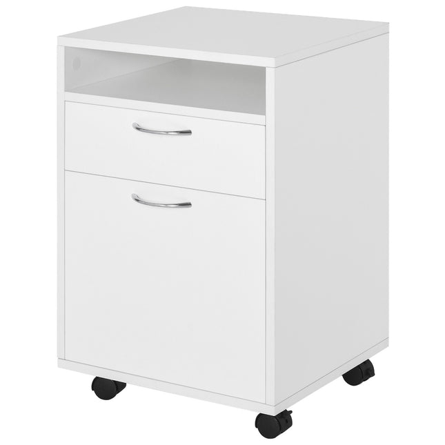 White filing cabinet with drawers & wheels - 40 x 35 x 60 cm