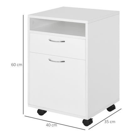 White filing cabinet with drawers & wheels - 40 x 35 x 60 cm