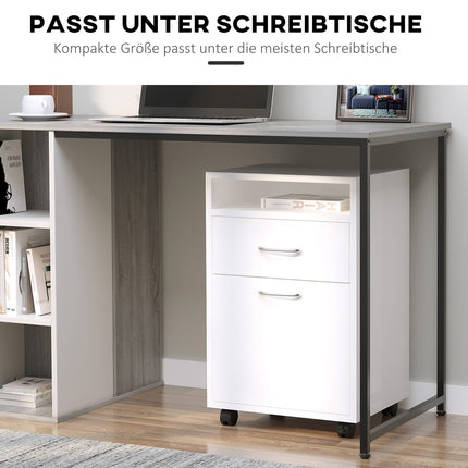 White filing cabinet with drawers & wheels - 40 x 35 x 60 cm