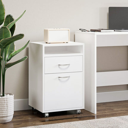 White filing cabinet with drawers & wheels - 40 x 35 x 60 cm