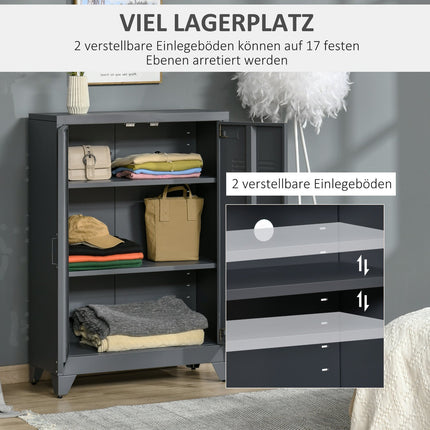 Metal Storage Cabinet with Louvre Doors, Adjustable Shelves, 75x33x110 cm