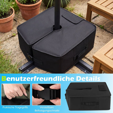 Fillable 40kg Umbrella Base, Portable Sandbag Stand, Black