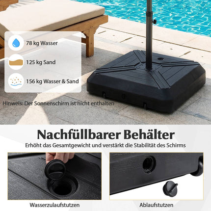 Fillable Heavy-Duty Umbrella Base with Wheels, 81cm Square