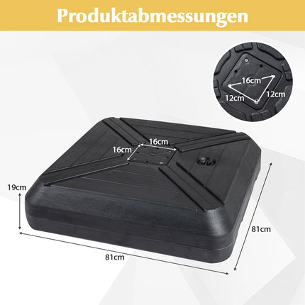 Fillable Heavy-Duty Umbrella Base with Wheels, 81cm Square