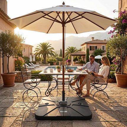 Fillable Parasol Base with Castors, Black, 85x85 cm