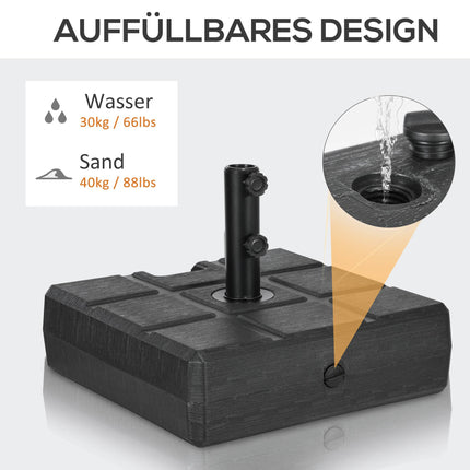 Fillable Plastic Umbrella Base, 30-40kg, Black