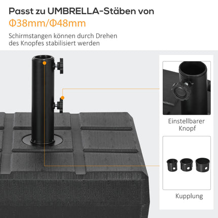 Fillable Plastic Umbrella Base, 30-40kg, Black