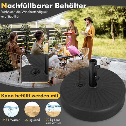 Fillable Umbrella Base, 19.5L Water or 23kg Sand Capacity