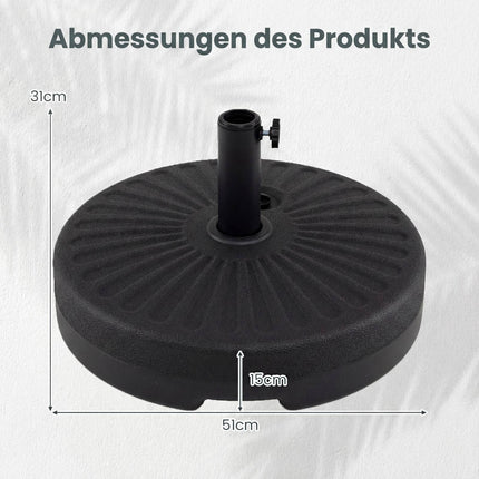 Fillable Umbrella Base, 22L/25kg, Fits 38/48mm Poles